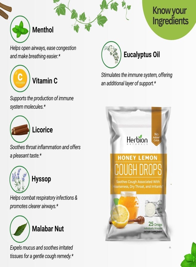 HERBION Naturals Cough Drops with Honey Lemon Flavor, Dietary Supplement, Soothes Cough, for Adults and Children Over 6 Years, 125 Lozenges, Pack of 5 - Image 3